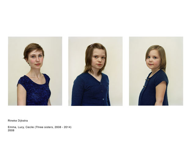 Rineke Dijkstra, Emma, Lucy, Cécile (Three sisters 2008 2008-2014), 2008, courtesy of the artist and Marian Goodman Gallery, New York, Paris and London; Galerie Max Hetzler, Berlin and Paris and Jean Mot, Bruxelles