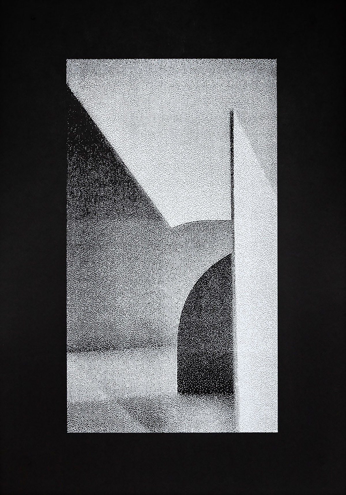 Maarten Rots, Signal to noise, 2024/2, Zeefdruk op Fuego Stone Coal Black, 70 x 100 cm