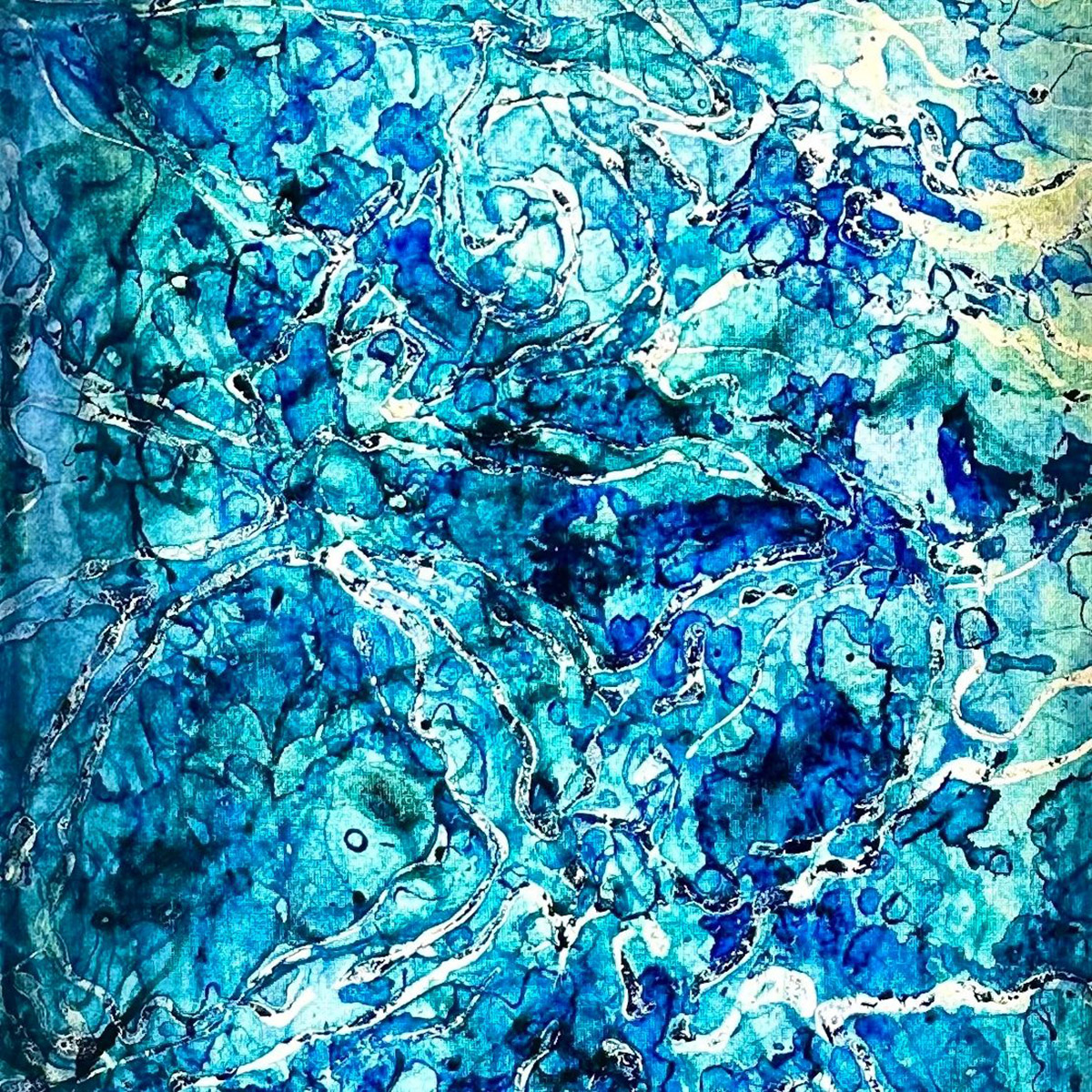 Floor in 't Veld, Luminous Blue, acryl op canvas, plexiglas, LED-lichtpaneel en afstandsbediening, 120 x 40 cm, detail